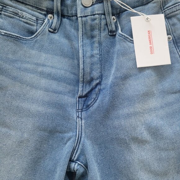 NEW GOOD AMERICAN Good Straight Indigo Jeans Women's Size 0 - Picture 2 of 5